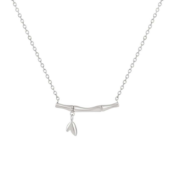 Korean Style Ins High-End Light Luxury Fashion Versatile Bamboo Knot Necklace Bracelet Women Titanium Steel Jewelry Set