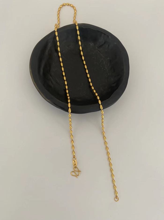 Sunflower Chain Side Pressed Light Chain Electroplated 24K Gold Titanium Steel M Buckle Design Bare Chain Starry Sky Chain Bead Necklace