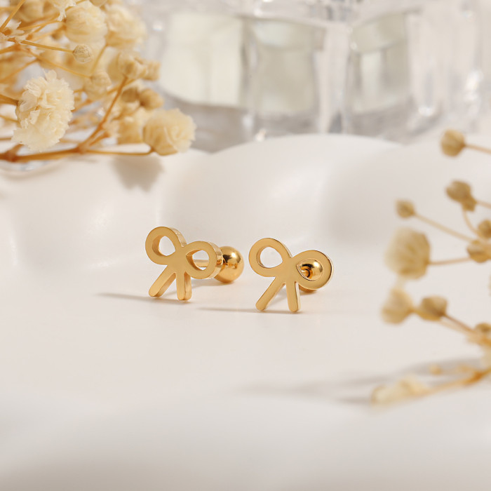 Korean Style Ins Niche Simple Fresh Sweet Bowknot Ear Bone Stud Women Fashion Personality Temperament Titanium Steel...