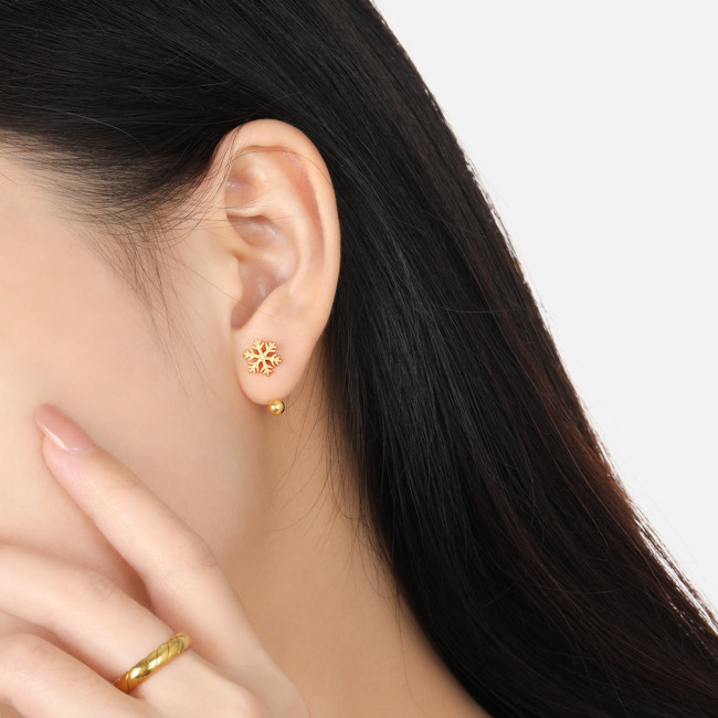 Korean Style New Simple Elegant Niche Snowflake U-Shaped Ear Bone Stud for Women Ins Versatile Fashion Personality Titanium Steel Earrings