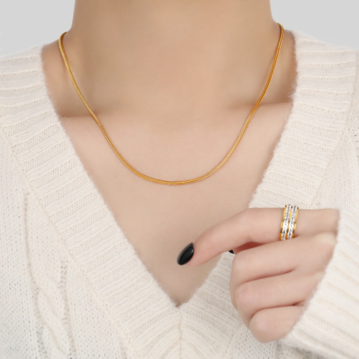 Style Personalized Stainless Steel New Mesh Fox Tail Chopard Chain Titanium Steel Gold Plated Collarbone Necklace for...