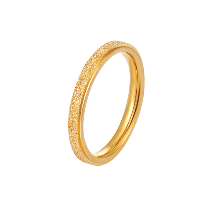 High-Quality Ins Niche Design Minimalist Matte Ring for Women Fashionable Personality Versatile Gold-Plated Titanium Steel Index Finger Ring