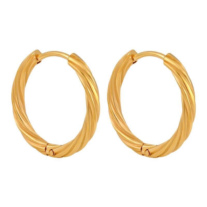 Korean Style INS Simple Fashion Personality New Twist Line Braided Earrings Niche High-end Gold-plated Titanium Steel Earrings