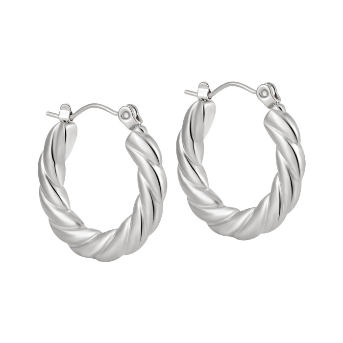 Croissant Titanium Steel Earrings for Women, Light Luxury Creative Design, Versatile Fashionable Personality Braided...