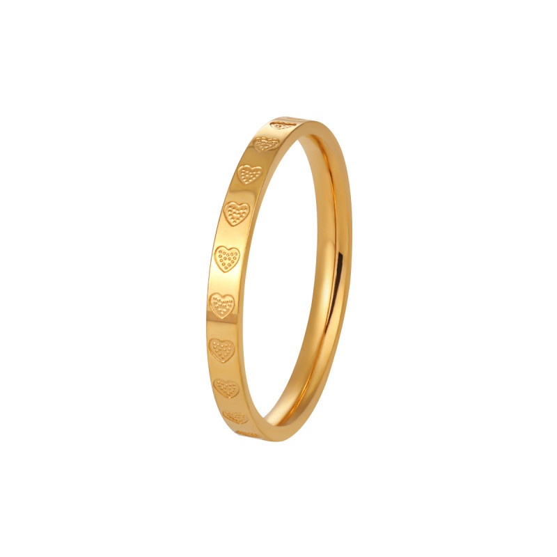 Korean Style INS Trend Niche New Gold Heart Ring for Women Fashionable Personality Simple Gold-Plated Titanium Steel Index Finger Ring