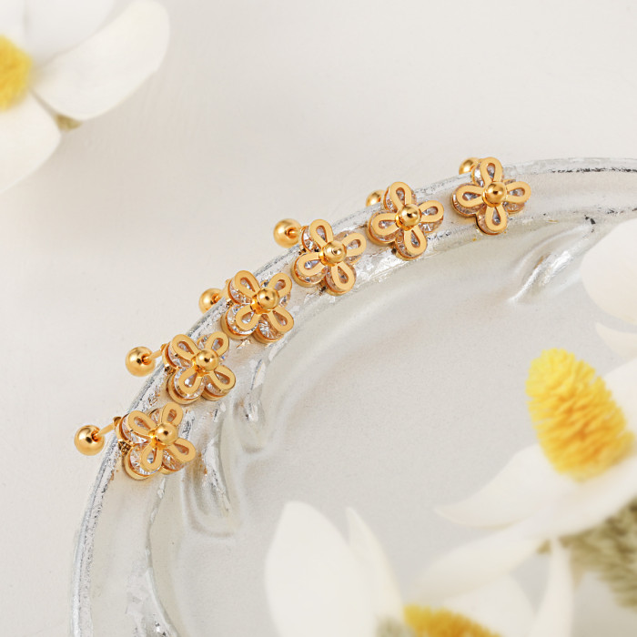 Korean Style INS New Light Luxury Niche Single Pearl Four Diamond Ear Bone Stud Women Fashion Personality Versatile T...