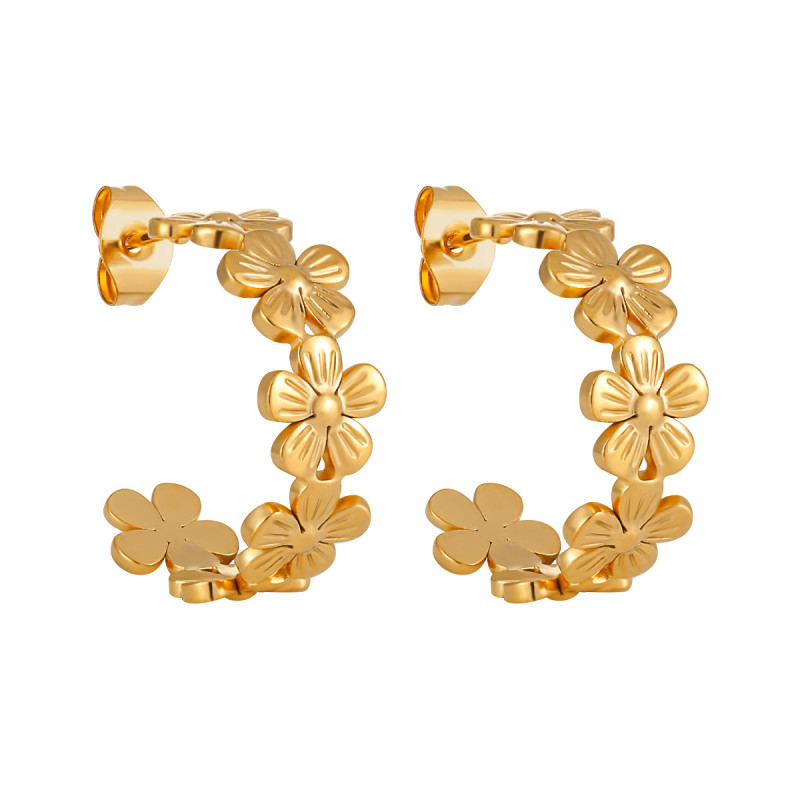 Korean Style Fashion New Simple Daisy Earrings for Women Ins Style Hot Selling Versatile High-end Titanium Steel Earrings