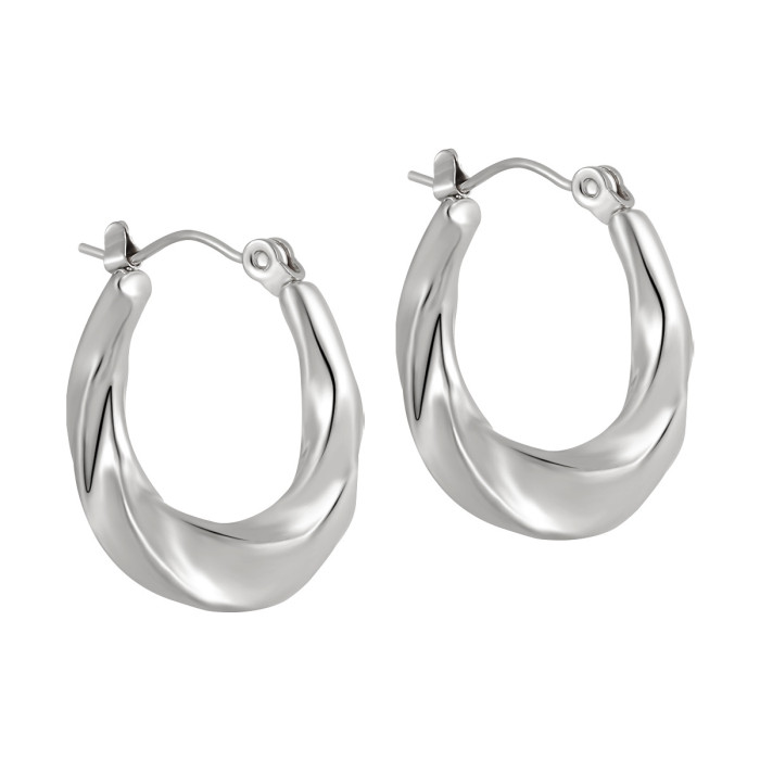 Fashion Geometric Crescent Twist Line Earrings Simple Trendy Niche Ins Style High-End Ear Clips