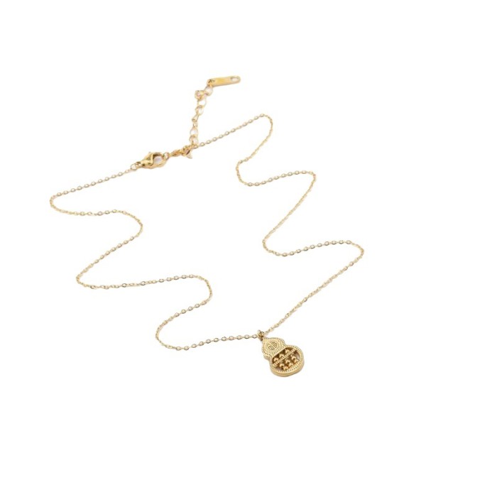 Chinese Ethnic Style Fu Character Ruyi Guanban Gourd Necklace Personalized Beads Adjustable Women's Titanium Steel Clavicle Chain