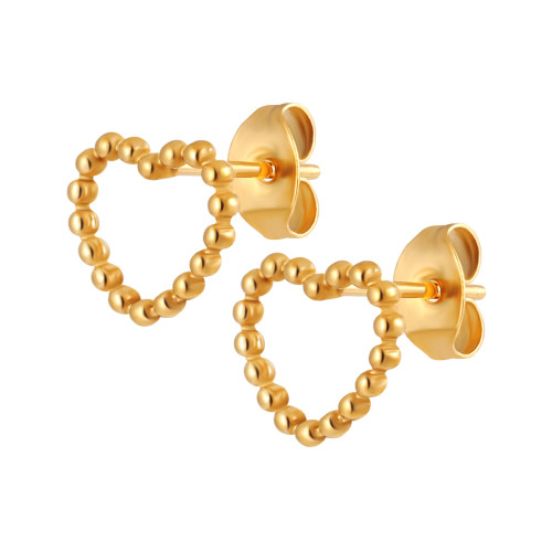New Ins Hollow Heart-shaped Bead Earrings Korean Style Fashion Personality Titanium Steel PVD Coating Earrings