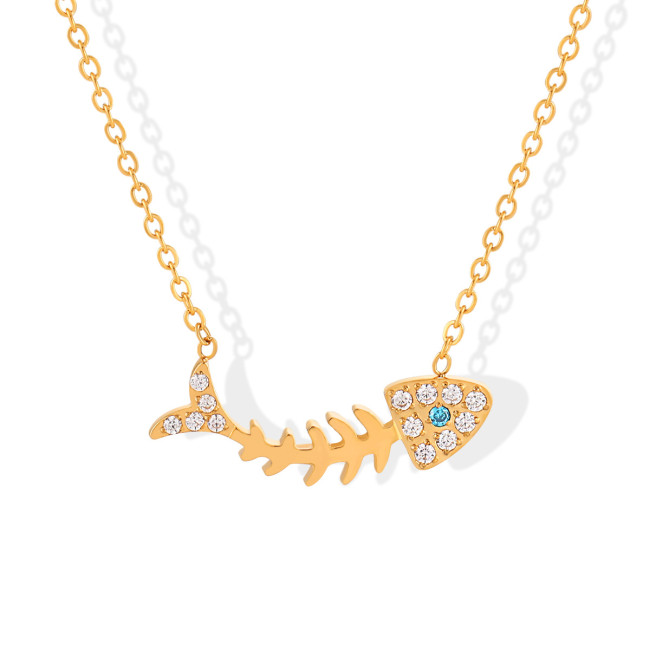 Korean Version Ins Niche Design Light Luxury High-end Fishbone Necklace for Women Titanium Steel Collarbone Chain Simple Elegant Jewelry
