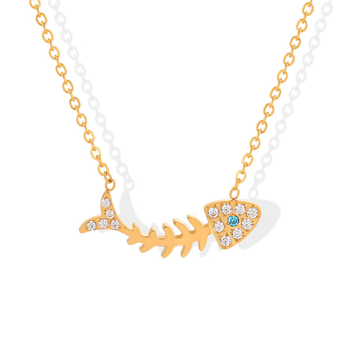 Korean Version Ins Niche Design Light Luxury High-end Fishbone Necklace for Women Titanium Steel Collarbone Chain Simple Elegant Jewelry