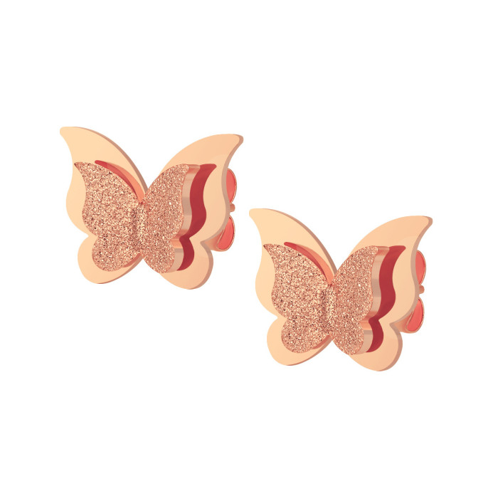 Korean Fashion New Niche Style Matte Butterfly Earrings for Women Ins Personality Sweet High-end Titanium Steel Earrings