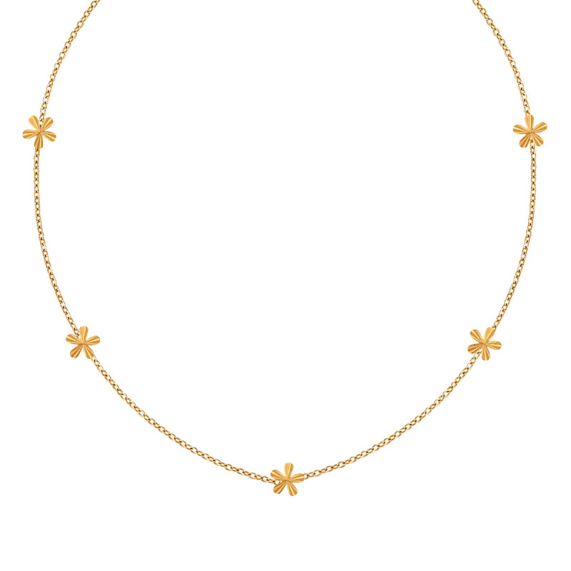 Cross-Border Wholesale European and American Style Simple Laser Small Flower Piece Collarbone Chain Fashionable Personality Ins Niche Titanium Steel Necklace