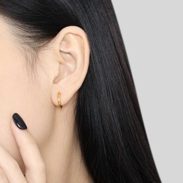 Korean Style Ins High-End Feel 8/10/12mm Multi-Specification Round Ear Studs Fashionable Personality Titanium Steel Earrings Three-Piece Set
