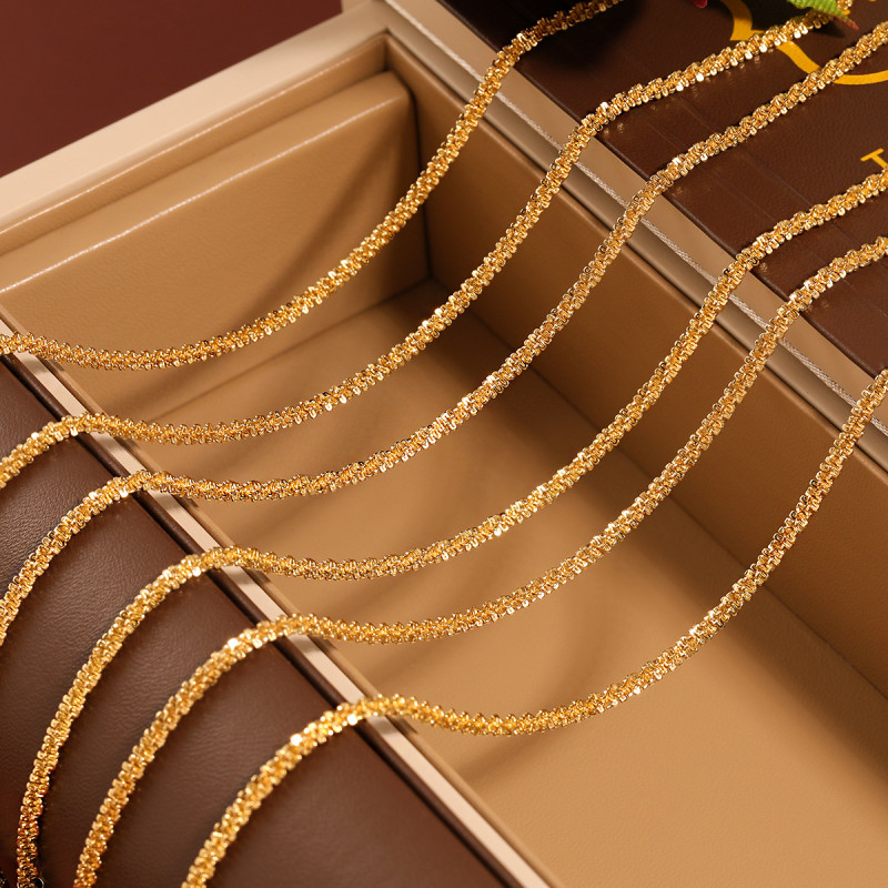 Cross-Border Fashion Personality Niche Sparkling Star Necklace for Women Elegant Versatile Gold-Plated Titanium Steel Collarbone Chain