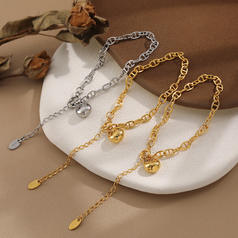 Korean Style Titanium Steel Fashion Fortune Character Fat Tuo Bracelet for Women Heavy Craft Personality New Ins High-end Gold Hand Jewelry