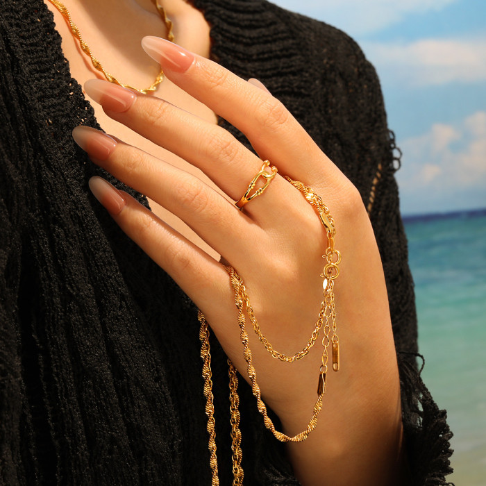 INS Style Bare Chain Water Ripple Chain Twist Chain Fashionable Elegant Women's Accessories Titanium Steel Gold Neckl...