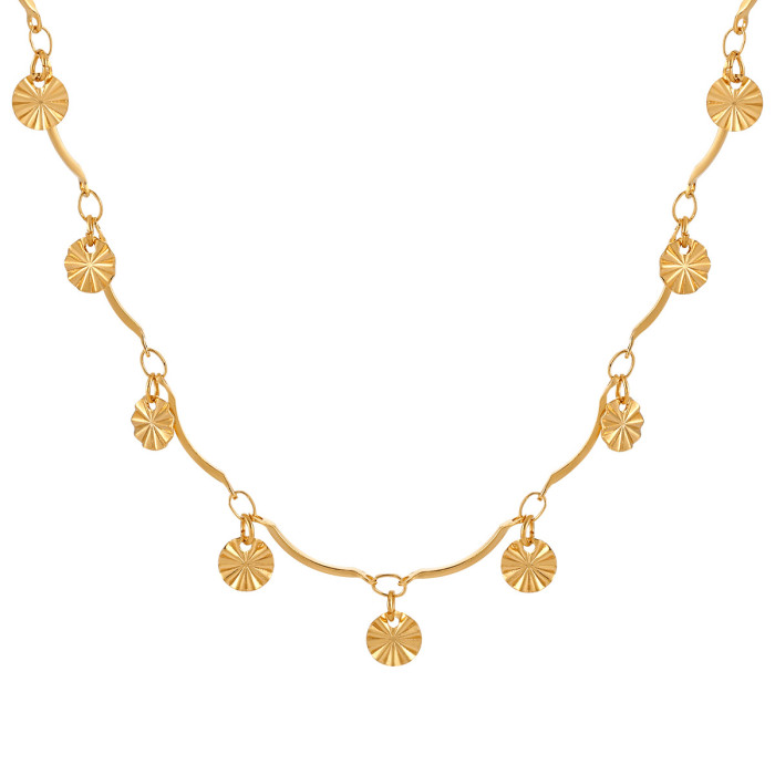 European and American Trendy Fashion Niche Design Sun Petal Handmade Necklace Bracelet High-end Titanium Steel Jewelry Set