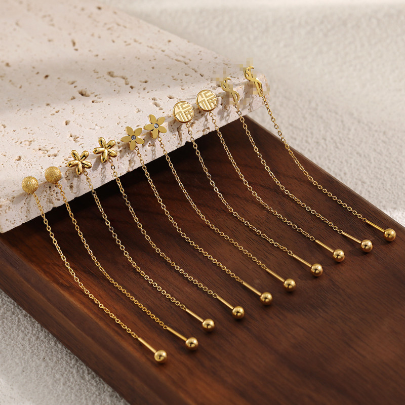 Korean Style Ins Fashion Simple Small Flower Earrings High-end Anti-lost Anti-hanging Titanium Steel 24K Gold Plated Petite Earrings