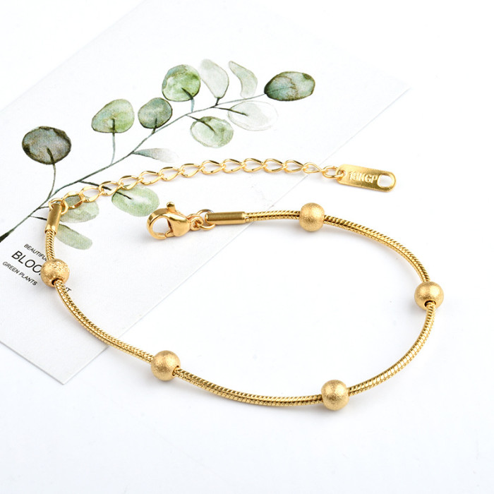 Japanese and Korean Minimalist INS Style High-End Titanium Steel Bead Bracelet for Women, Niche Solid Steel Bead Desi...
