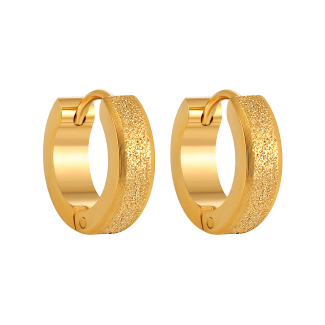 Korean Style Ins New Simple Beveled Matte Earrings for Women Fashionable Personality Gold-Plated Titanium Steel High-End Ear Clips