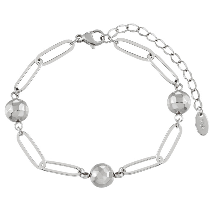 INS Style New Faceted Round Ball Bracelet for Women Fashionable High-end Titanium Steel Electroplated PVD Gold Jewelry