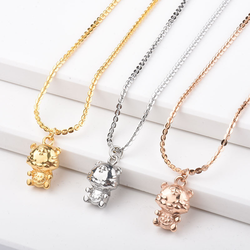 Zodiac Year Cast Little Tiger Pendant 18k Titanium Steel Necklace for Women Electroplated Non-Fading Collarbone Chain Snake Bone Chain
