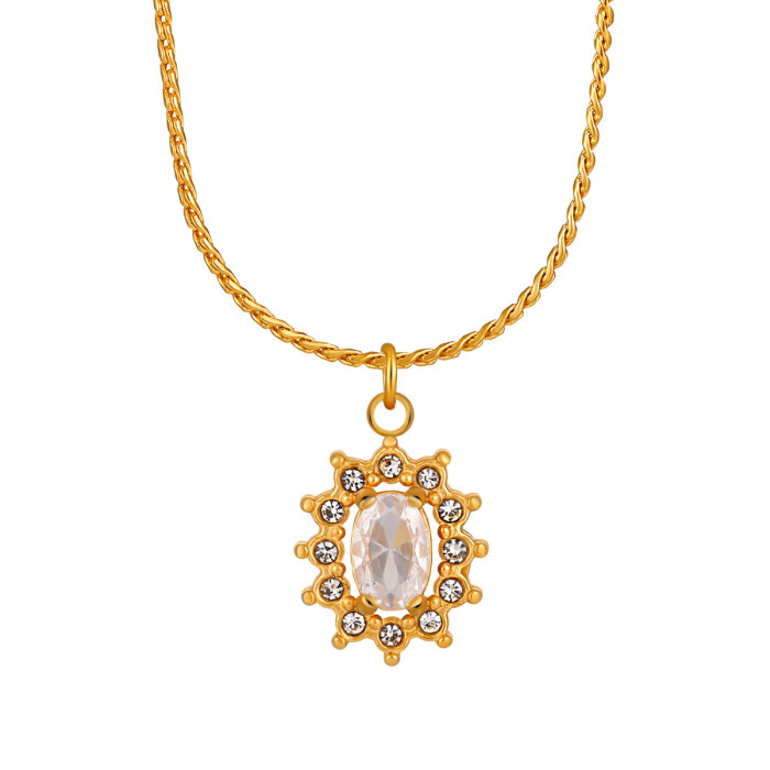 French INS Style Fashion Starry Sky Zircon Heart Pendant Titanium Steel 18K Gold Plated Necklace Simple Versatile Choker