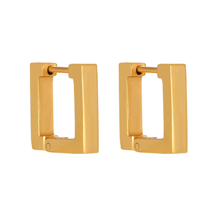 Korean Style Ins Simple Elegant Geometric Square Frame Earrings for Women Fashionable Personality High-end Gold Plate...