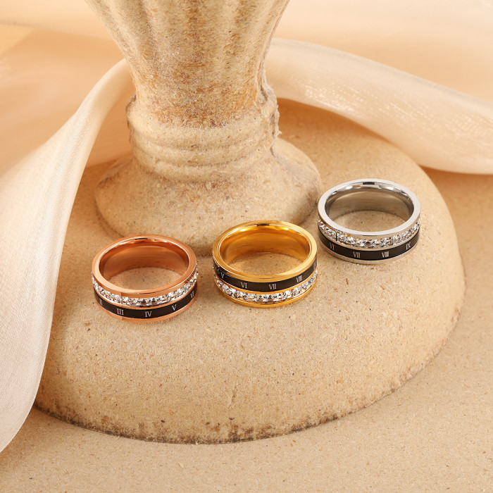 Korean and Japanese New Style High-End Light Luxury Niche Rotating Roman Numeral Ring for Women Fashionable Personality Titanium Steel Index Finger Ring