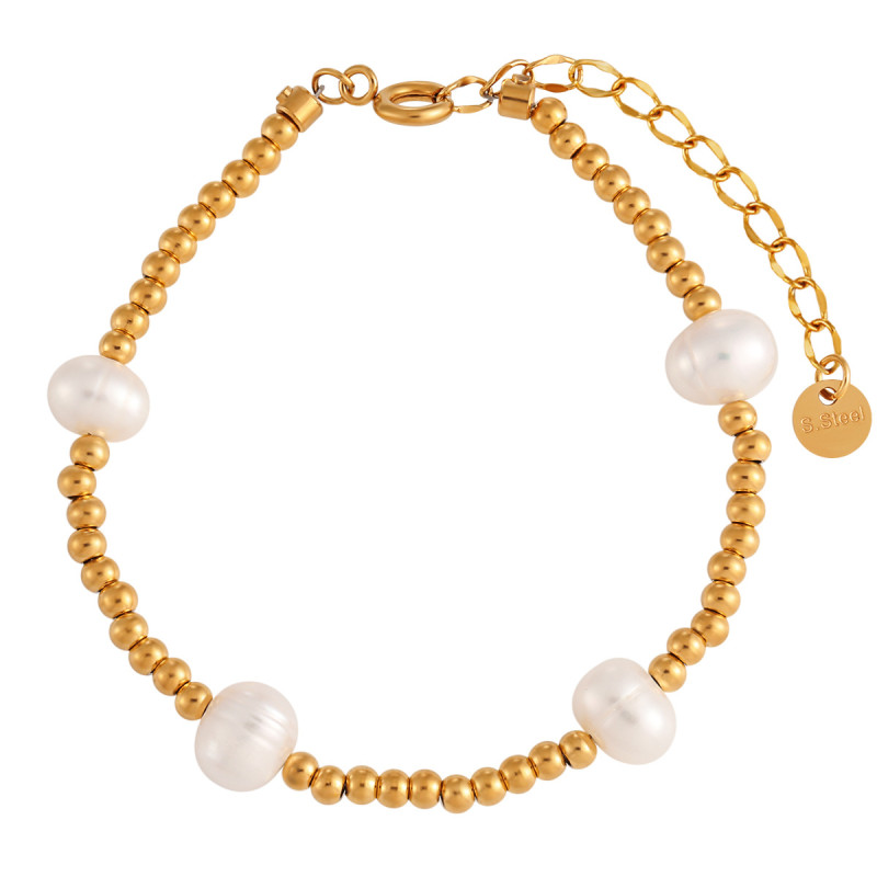 French Retro INS Niche Design Round Bead Freshwater Pearl Bracelet Fashionable Personality Elegant High-end Jewelry