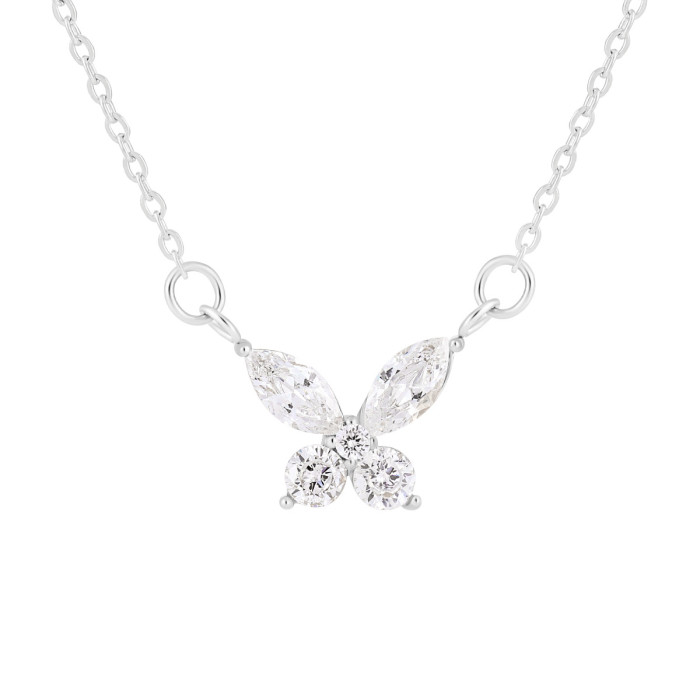 Fashion Exquisite Zircon Butterfly Pendant Necklace for Women Korean and Japanese Style Ins Style Niche Personality H...