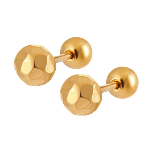 European and American Twist Screw Design Faceted Rhombus Bead Ear Bone Studs for Ear Piercing, No Need to Remove While Sleeping, Titanium Steel Women's Earrings