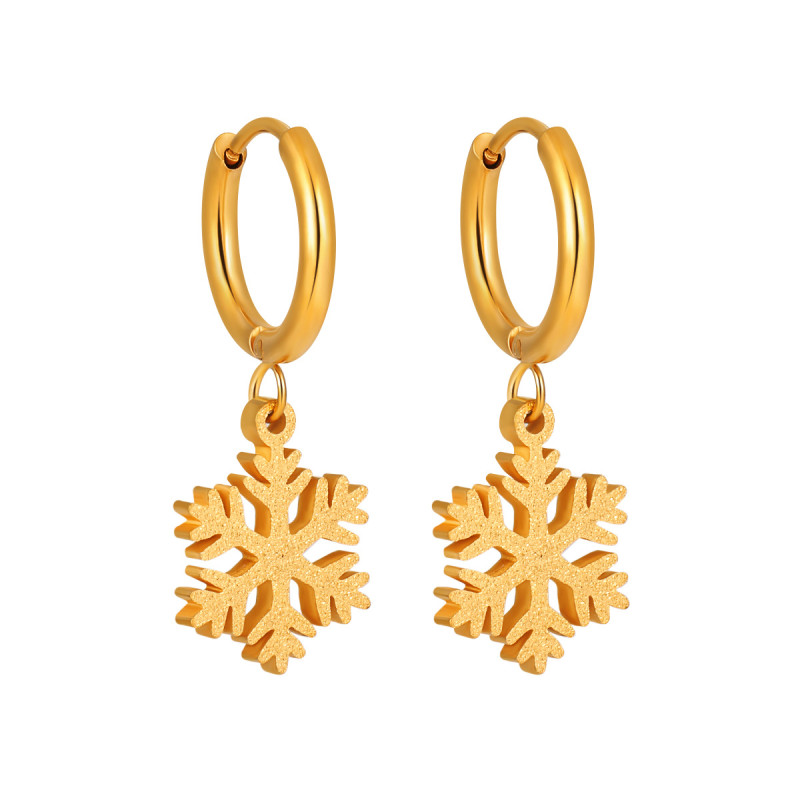 Korean Style Ins Niche New Matte Snowflake Earrings Fashionable Personality Gold-Plated High-End Versatile Titanium Steel Earrings