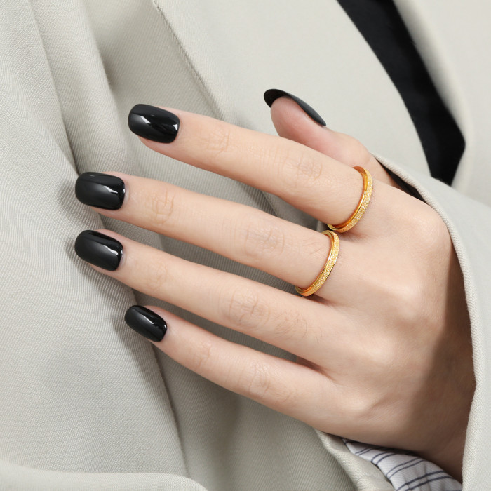 High-Quality Ins Niche Design Minimalist Matte Ring for Women Fashionable Personality Versatile Gold-Plated Titanium Steel Index Finger Ring