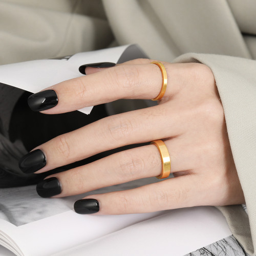 New Chinese Style Ancient Method Inheritance Niche Design Stacked Plain Brushed Titanium Steel Ring for Women Fashionable Personality Index Finger Ring