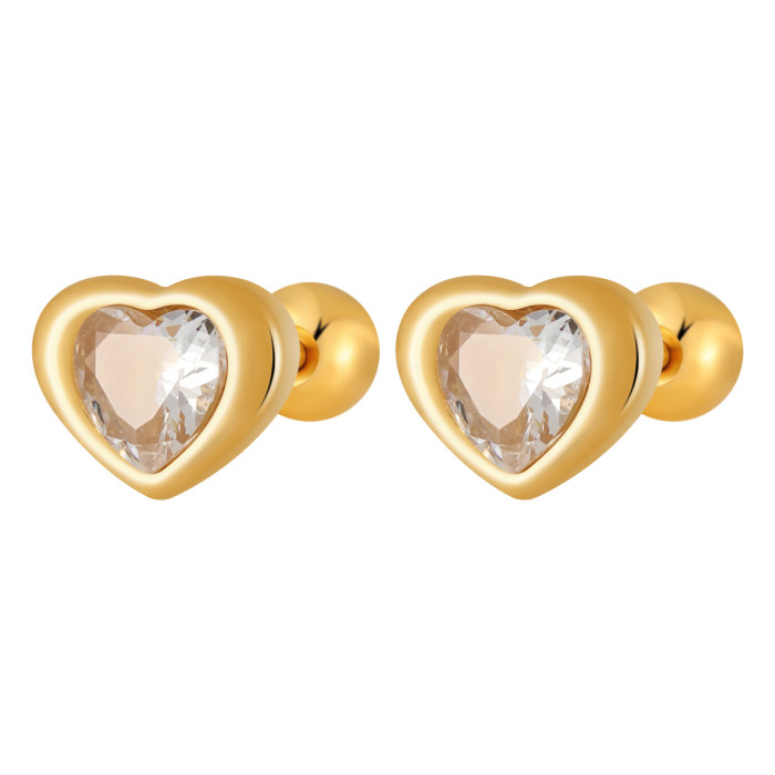 Light Luxury High-End Feel No Need to Remove While Sleeping Anti-Lost Heart Ear Bone Studs Ins Style Women's Titanium...