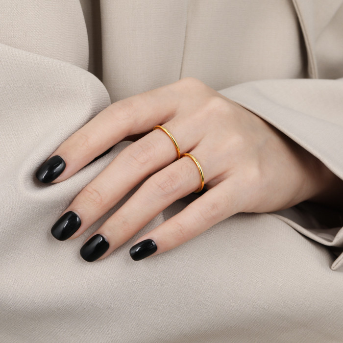 New Retro Niche Simple 1.5mm Round Line Plain Ring for Women Fashionable Personality Versatile Titanium Steel Index F...