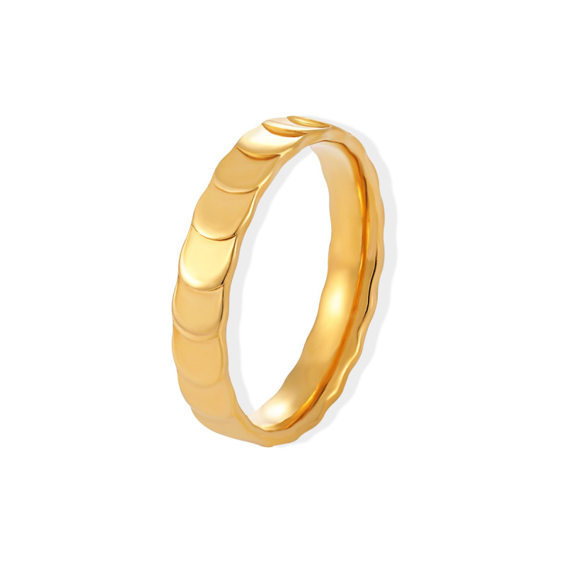 Korean Style INS Fashion New Gold Fish Scale Ring for Women Sparkling Titanium Steel Non-Fading Couple Rings