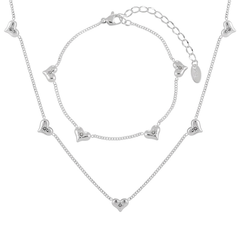 Korean Style New Niche Eight-Pointed Star Heart Necklace Titanium Steel Silver-Plated Heart Bracelet Fashionable Personalized Jewelry