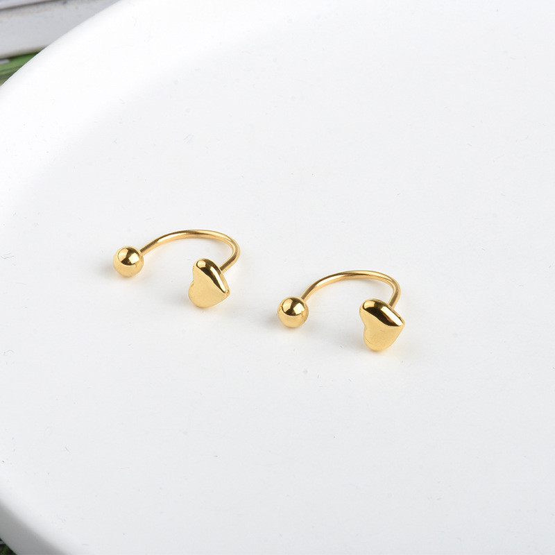 Trendy Fashion Niche Design Heart Earrings Ins Light Luxury Bead Ear Bone Studs Small Screw Button Ear Pins