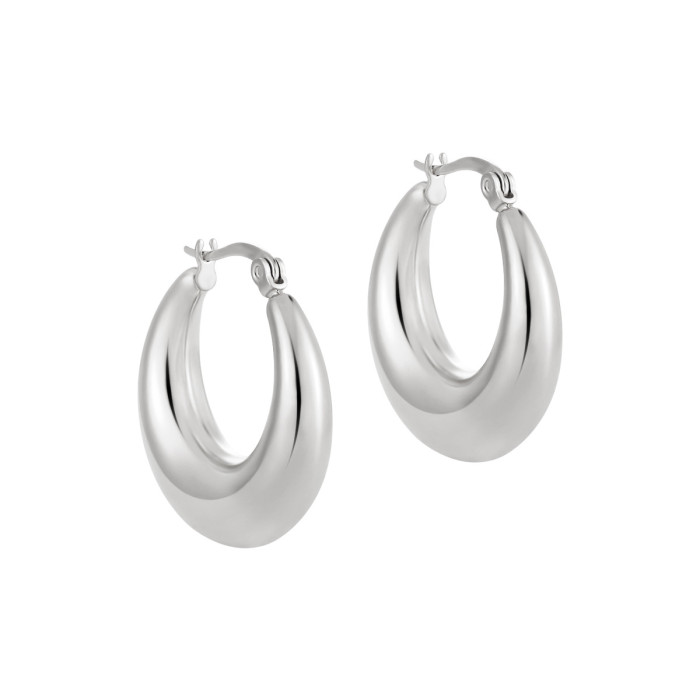INS Niche Minimalist Round Hoop Earrings for Women High-End Design Light Luxury Gold Titanium Steel Earrings