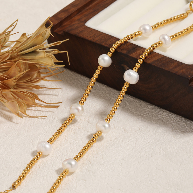 French Retro INS Niche Design Round Bead Freshwater Pearl Bracelet Fashionable Personality Elegant High-end Jewelry