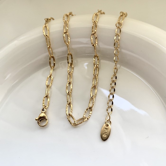 Cross Chain Box Chain Snake Bone Chain Embossed Chain Necklace Starry Sky Titanium Steel 24K Gold Plated Sunflower Collarbone Chain