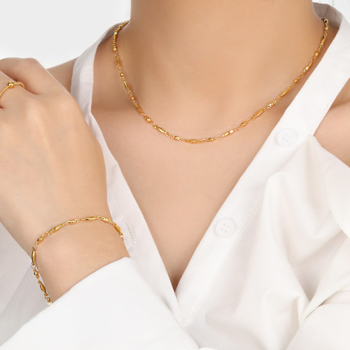 Korean Style New Niche Ins Spliced Round Ball Bead Bracelet Fashionable Personality High-end Titanium Steel Collarbone Necklace