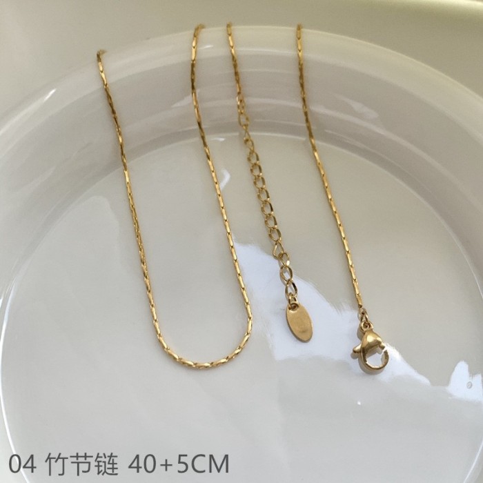 Cross Chain Box Chain Snake Bone Chain Embossed Chain Necklace Starry Sky Titanium Steel 24K Gold Plated Sunflower Collarbone Chain