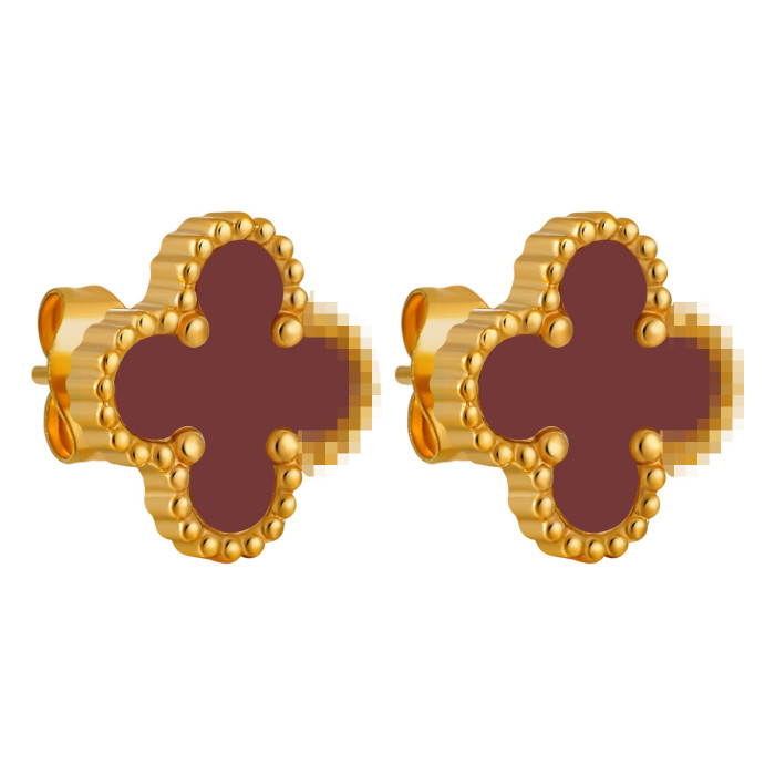 Light Luxury Four-Leaf Clover Earrings Elegant Titanium Steel Fashion Korean Style Ins Style Vacuum Coating PVD Gold...