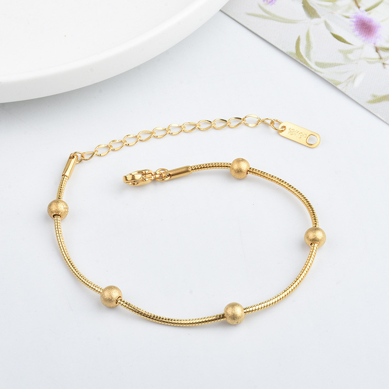 Japanese and Korean Minimalist INS Style High-End Titanium Steel Bead Bracelet for Women, Niche Solid Steel Bead Design Bead Bracelet