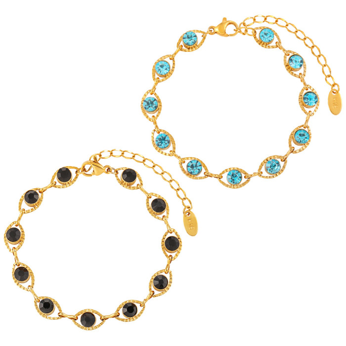 European and American Cross-Border Hot-Selling Niche Design Ins Devil's Eye Titanium Steel Zircon Bracelet Elegant Internet Celebrity Fashion Jewelry